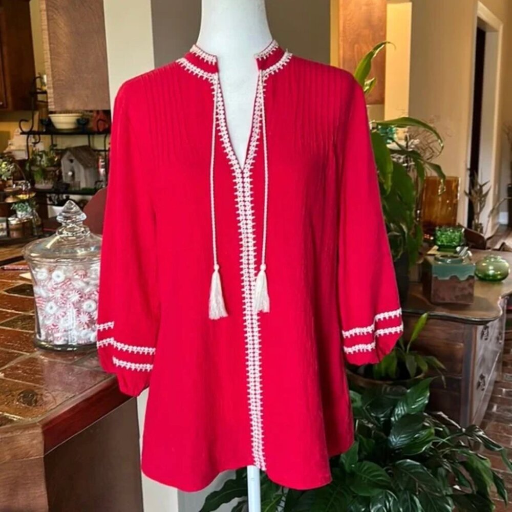 Reba Embroidered Tunic top szM - Picture 2 of 10